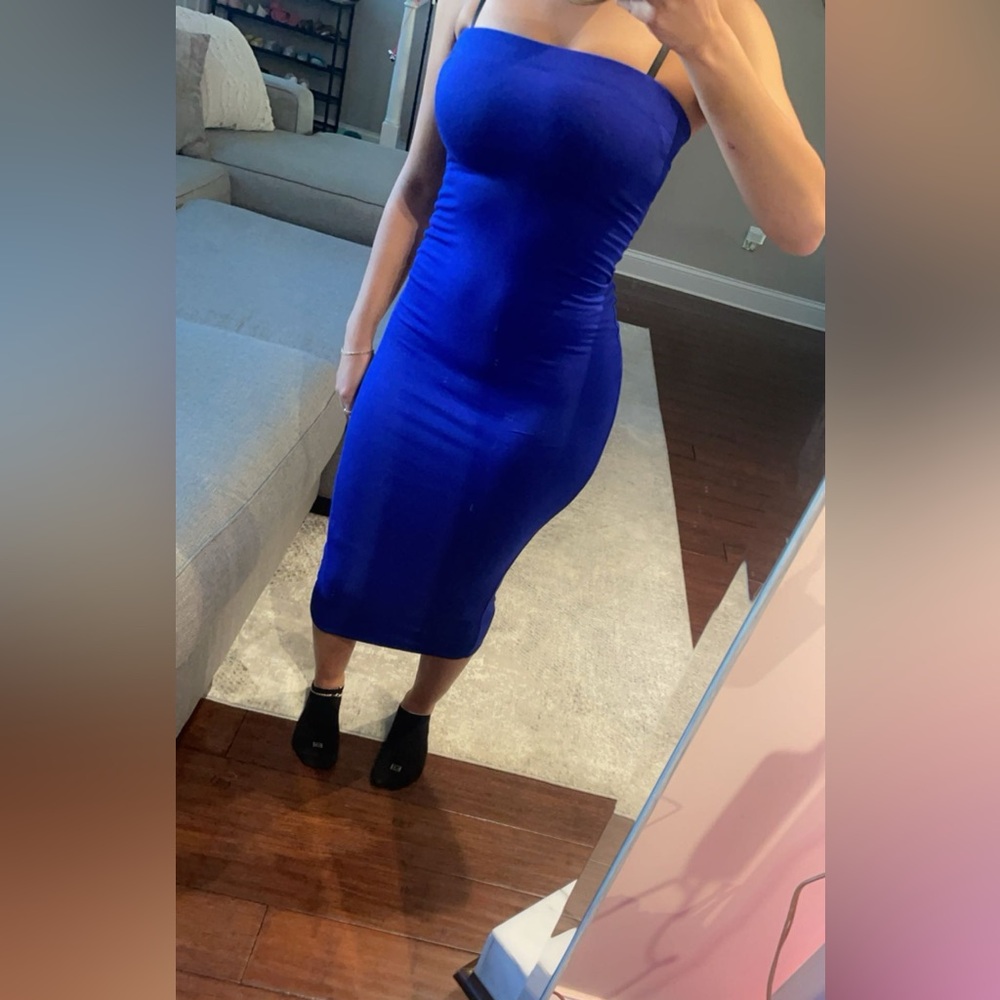 Blue Strapless Bodycon